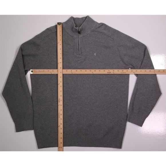 Criquet Gray Cotton Knit Quarter 1/4 Zip Pullover Men's Large - Picture 3 of 7